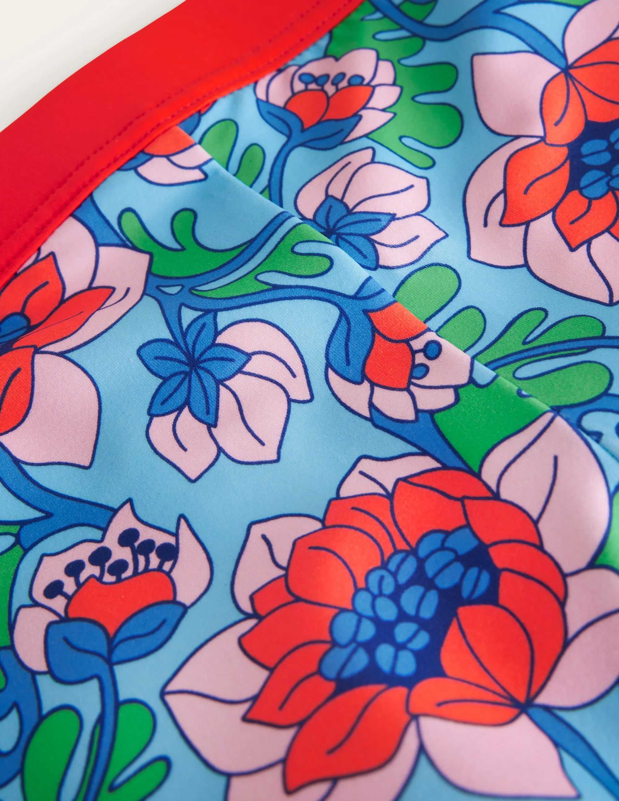 Patterned Swim Shorts-Red Poppy Spring Time Floral