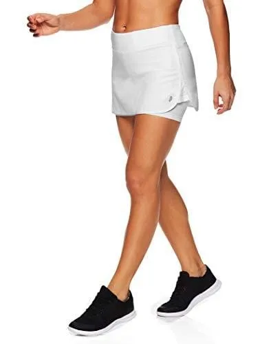 Penn Women's Active Skorts: Wide Band, Low Rise Tennis or Golf Skirt with Shorts,Stark White,Large