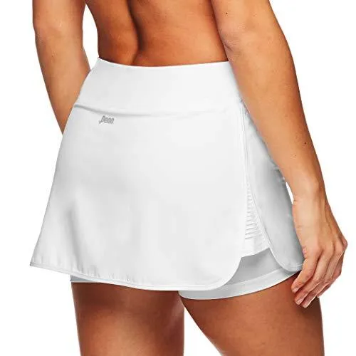 Penn Women's Active Skorts: Wide Band, Low Rise Tennis or Golf Skirt with Shorts,Stark White,Large