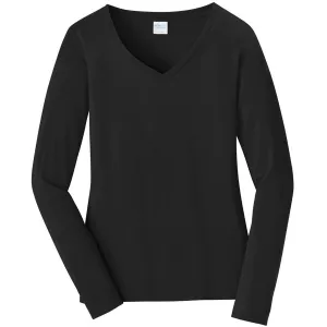 Port & Company Women's Jet Black Long Sleeve Fan Favorite V-Neck Tee