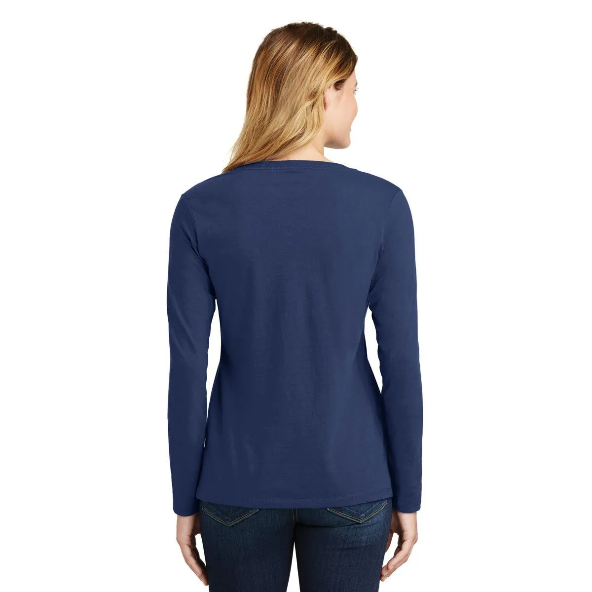 Port & Company Women's Team Navy Long Sleeve Fan Favorite V-Neck Tee