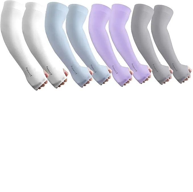 ProtectX Cooling UV Protection 4 Color Thumb-Hole Arm Sleeves for Men & Women - Breathable, Moisture-Wicking, Compression
