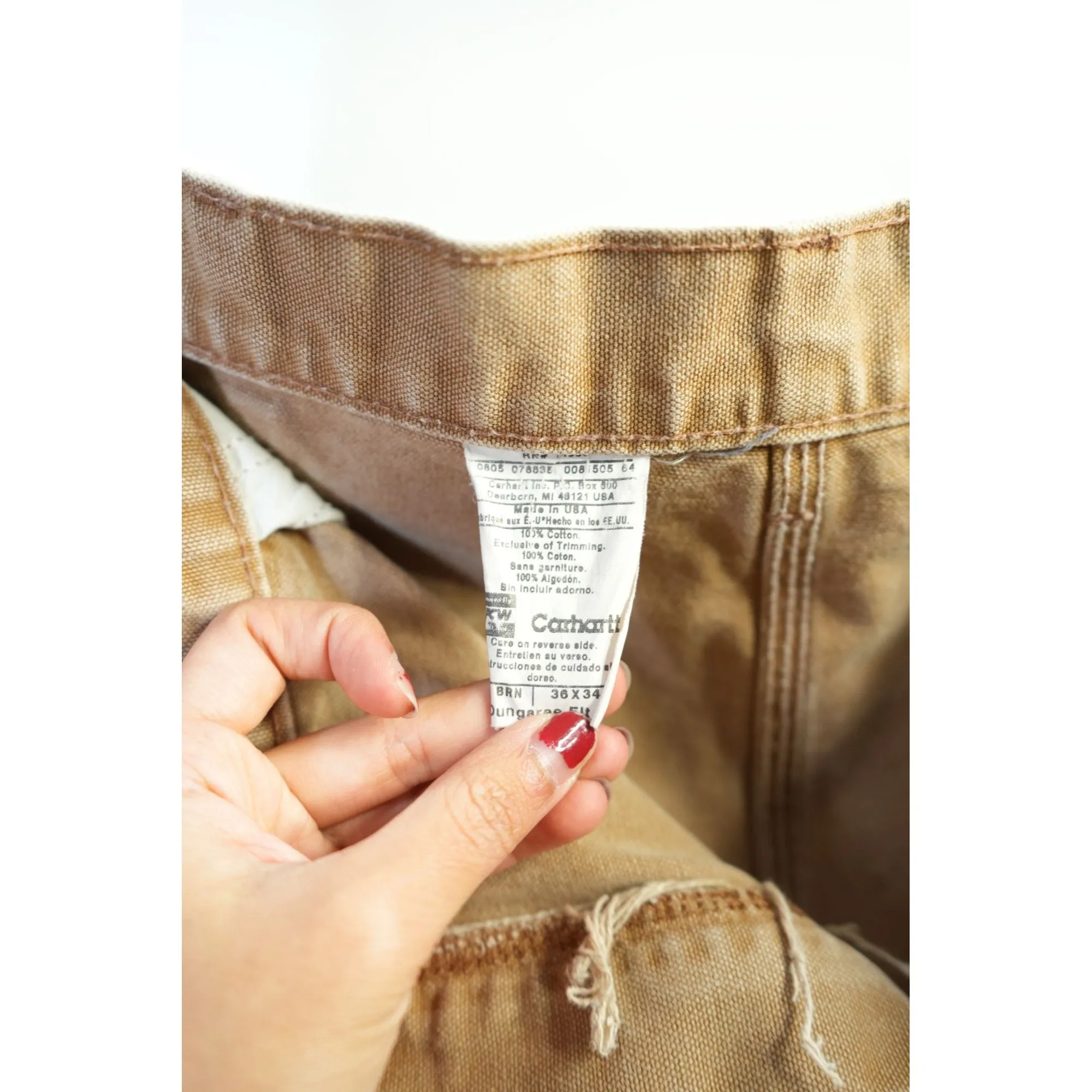 "Retail" Vintage Carhartt B11 BRN Original Dungaree Fit Carpenter Work Pants Brown W34