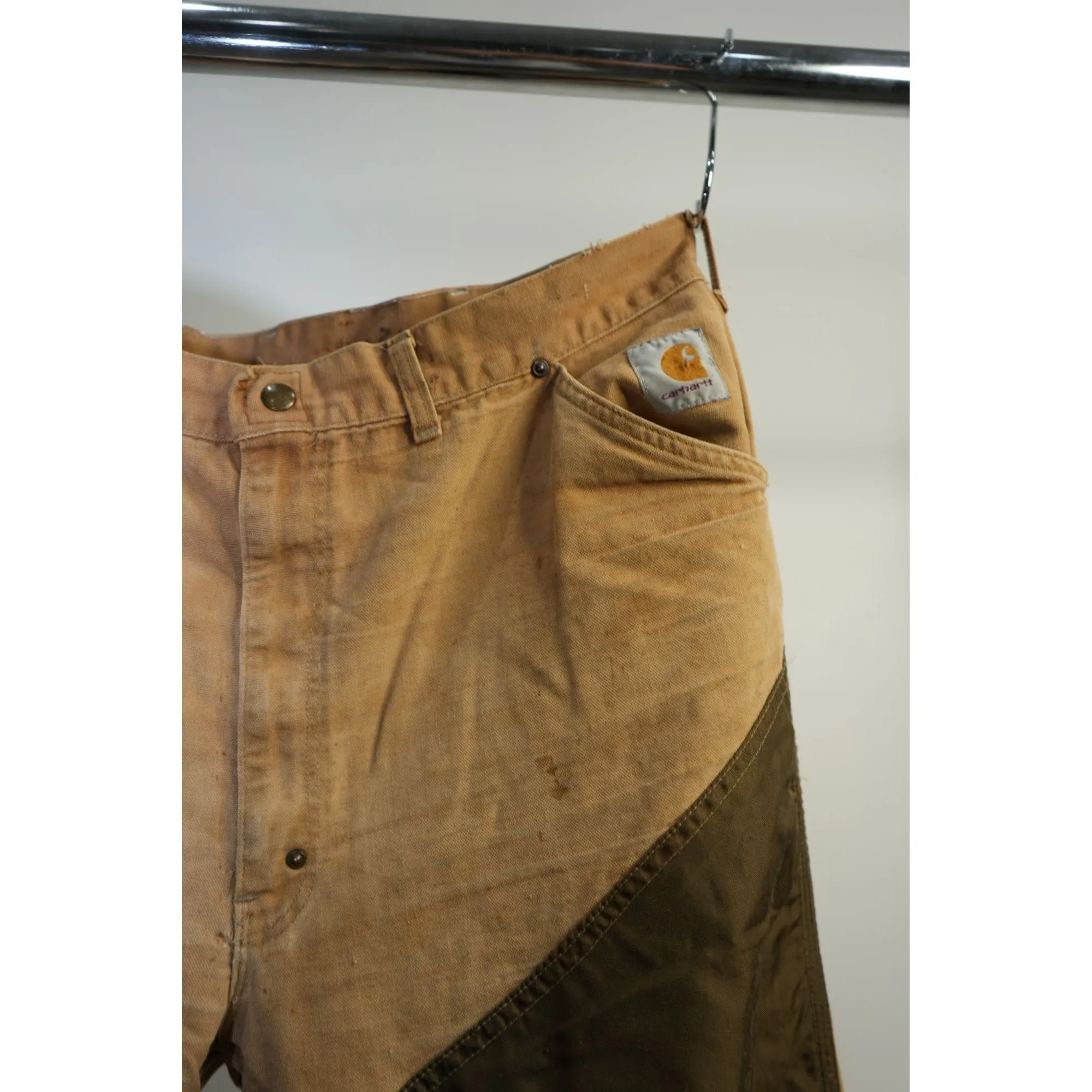 "Retail" Vintage Carhartt Double Knee Duck Canvas Nylon Work Pants Brown W34 Men's