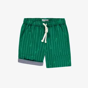 Short vert à rayures et motifs, enfant || Green shorts with stripes and all over print, child