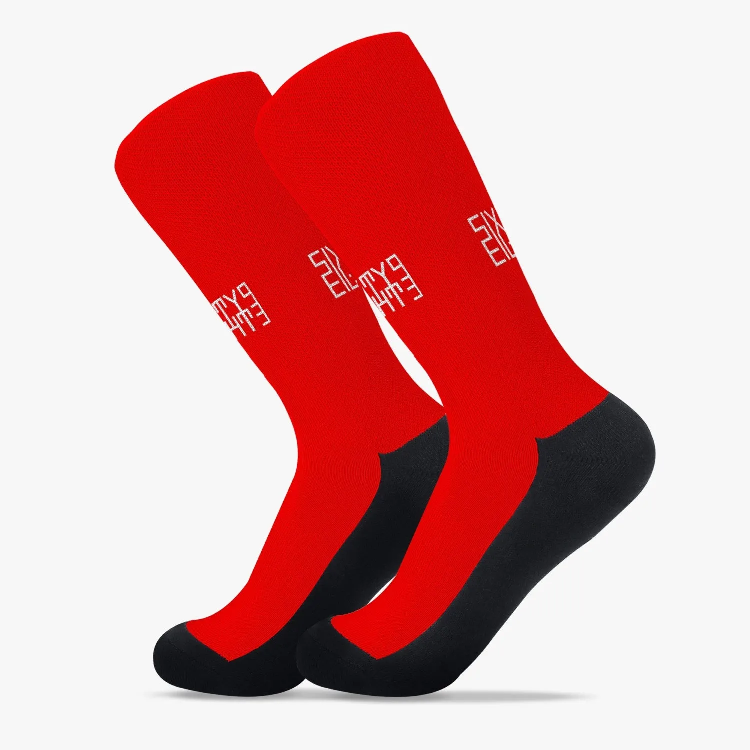 Sixty Eight 93 Logo White Red Reinforced Sports Socks