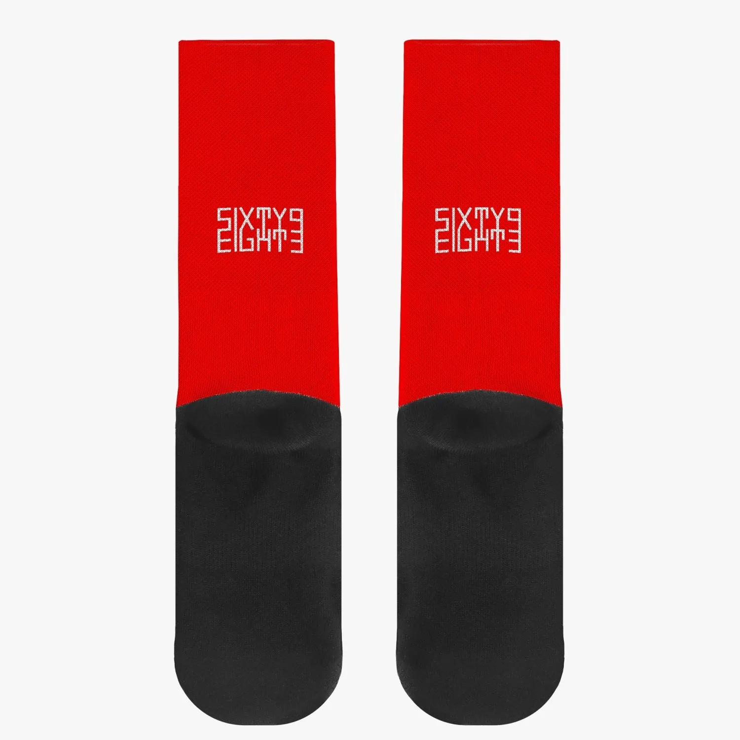 Sixty Eight 93 Logo White Red Reinforced Sports Socks