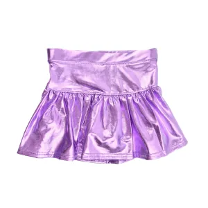 Slick Metallic Gathered Skort - Lavender