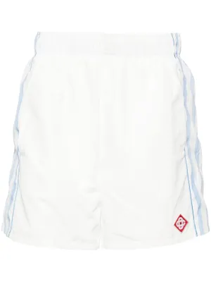 striped mid-rise track shorts
