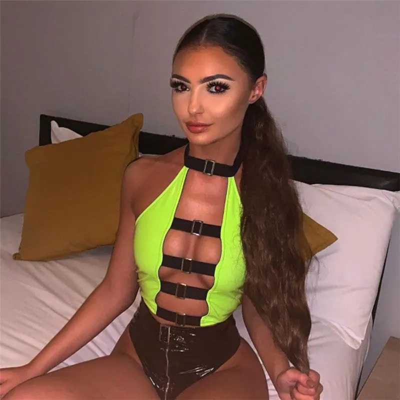 Talia Leather Buckle Top