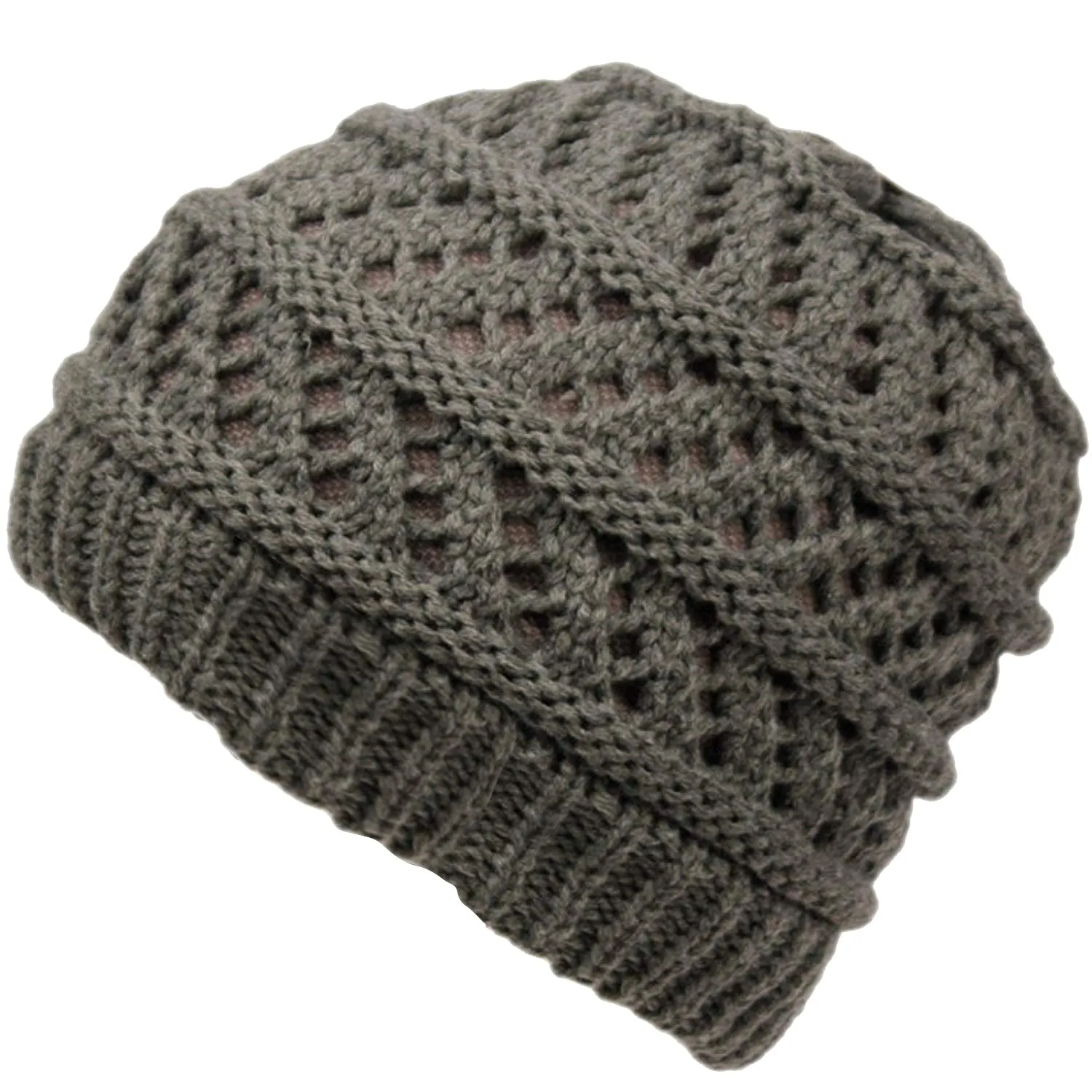 Thick knitting design Ponytail High Bun Crochet Beanie Hats