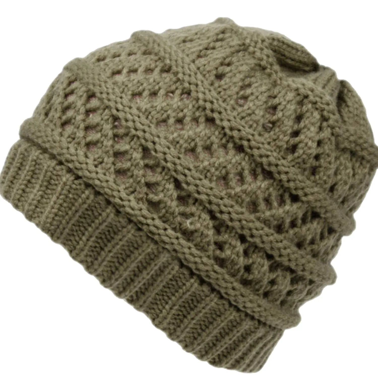 Thick knitting design Ponytail High Bun Crochet Beanie Hats