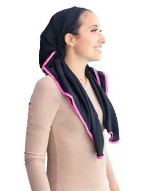 Tie Ur Knot Dri Fit Black/Pink Border Adjustable Pre-Tied Bandanna with Full Grip