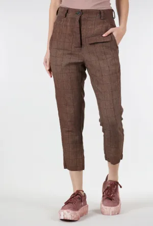 Trim Plaid Wool Trouser, Amaretto Cloud