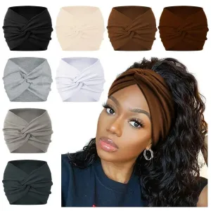 Twisted Wide Headbands, Boho Style, Soft Nylon, Comfortable Fit, One Size, 28 Colors, Perfect for Most Seasons