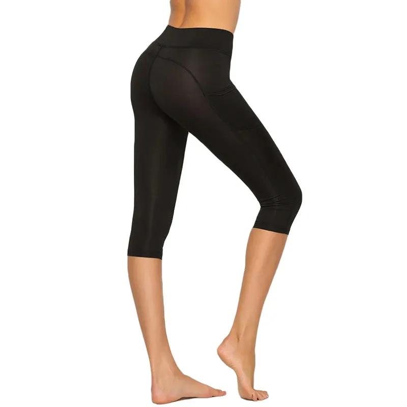 Women Crop Leggings With Pocket High Waist Sport Fitness