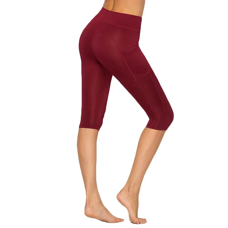 Women Crop Leggings With Pocket High Waist Sport Fitness