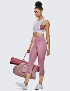 Women's High Waist Crop Capri Leggings Workout Pants