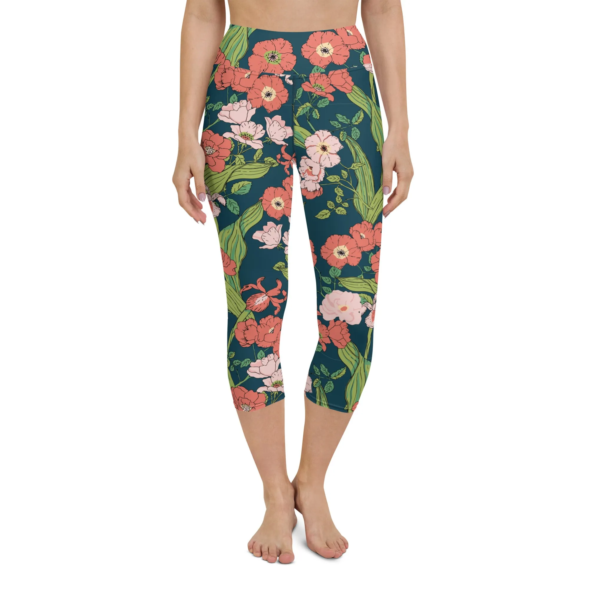 Women's UPF 50  Swim Capri Leggings, Seychelles Floral